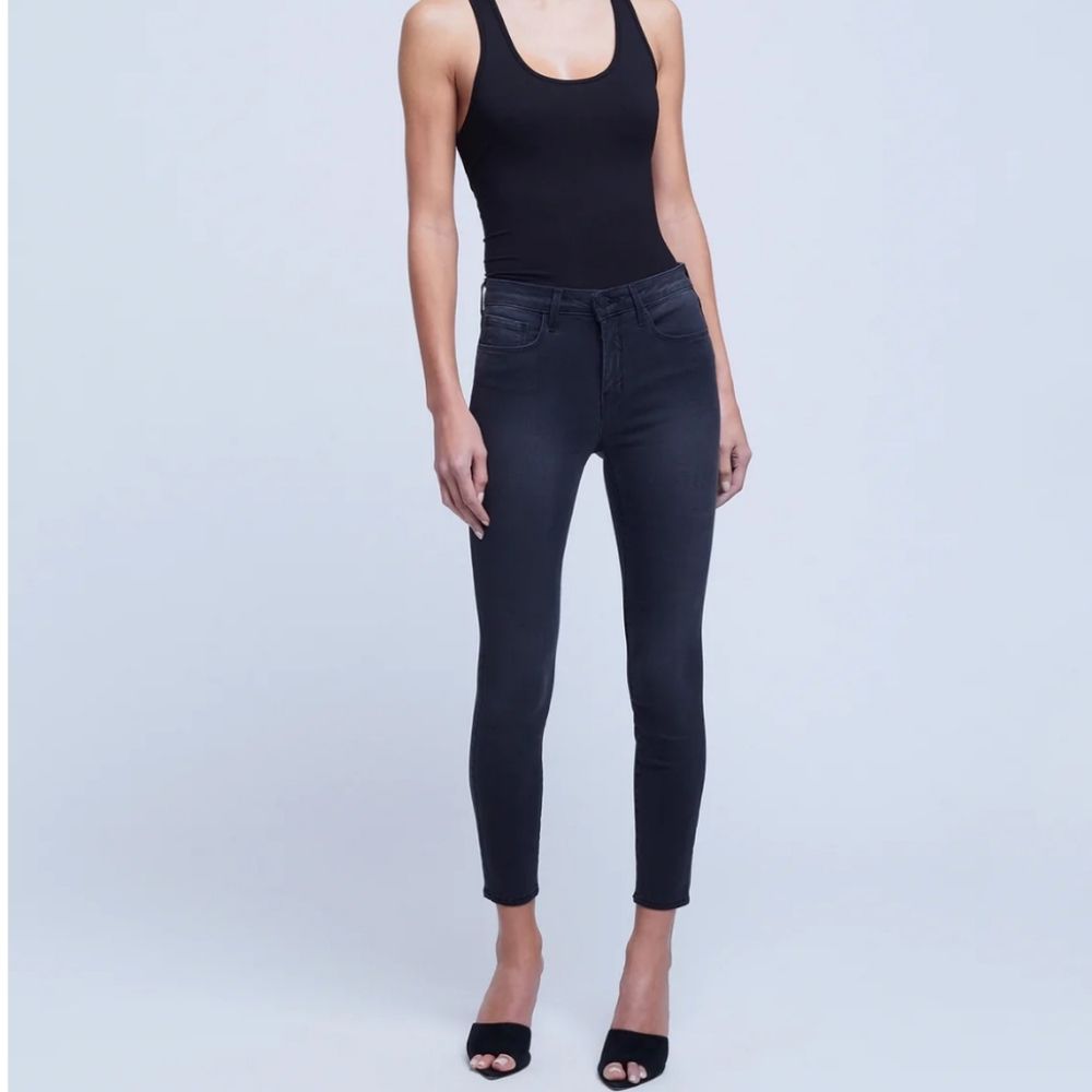 L'agence Margot Skinny High-Rise Stretchy Jeans In Dark Graphite